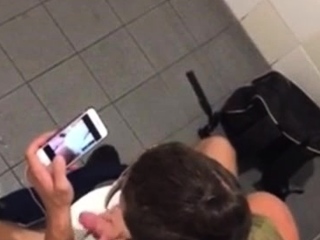 Spy for 10 Str8 guys jerking in public toilet