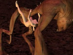 Girl Rides Big Monster Cock