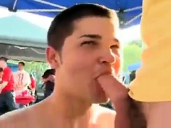 Twink Pledges Public Blowjob