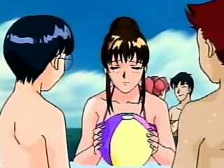 Bigboobs hentai gets massage in the beach